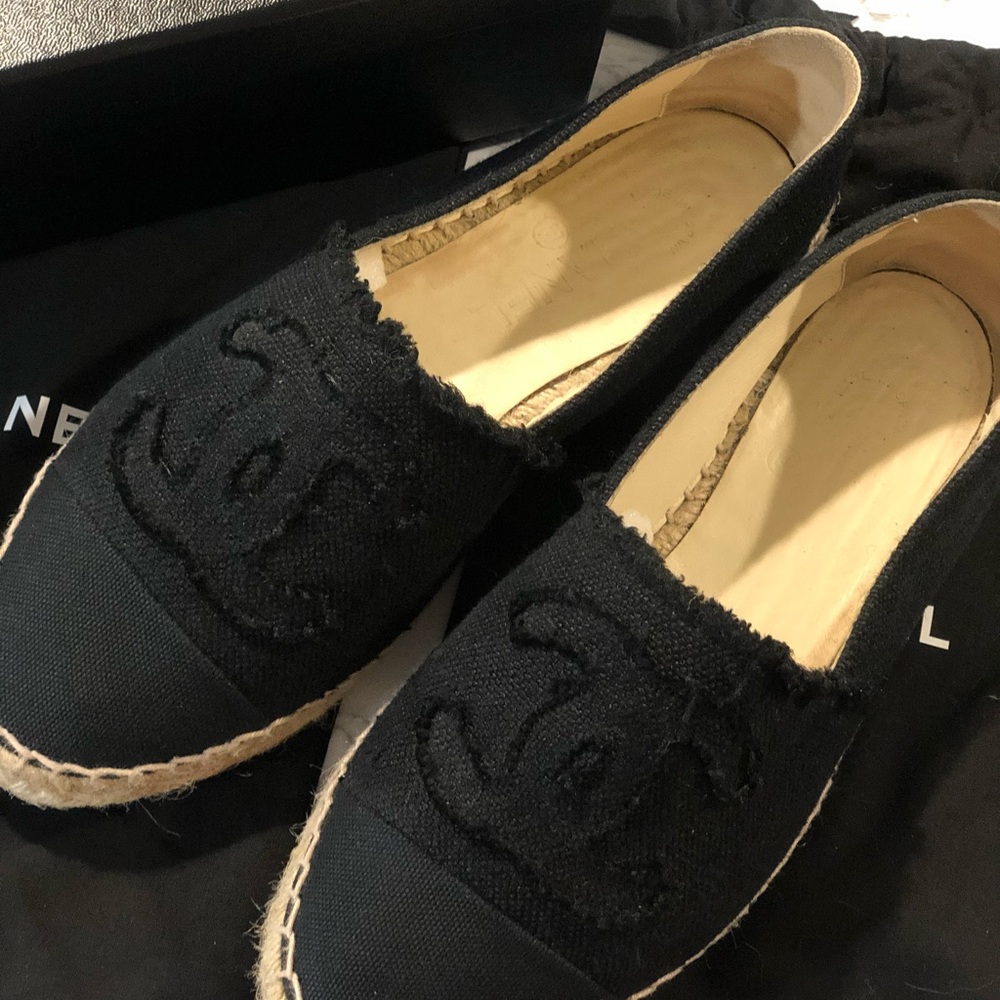 Chanel Espadrilles Sz 9 (Black Linen) - Picture 2 of 8